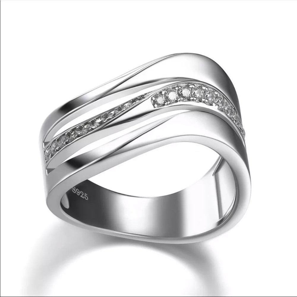 Luxury Unisex New 925 Silver Party Diamond Ring - Picture 3 of 6